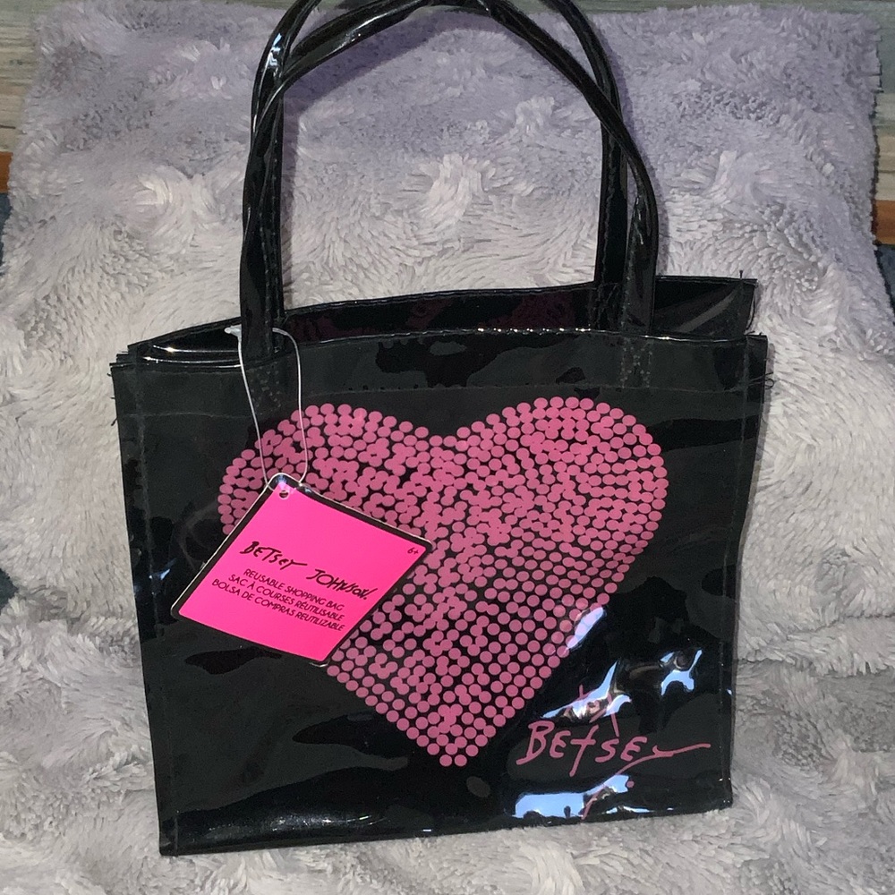 💞Host Pick💞Betsey Johnson Black Tote with Pink Heart Design